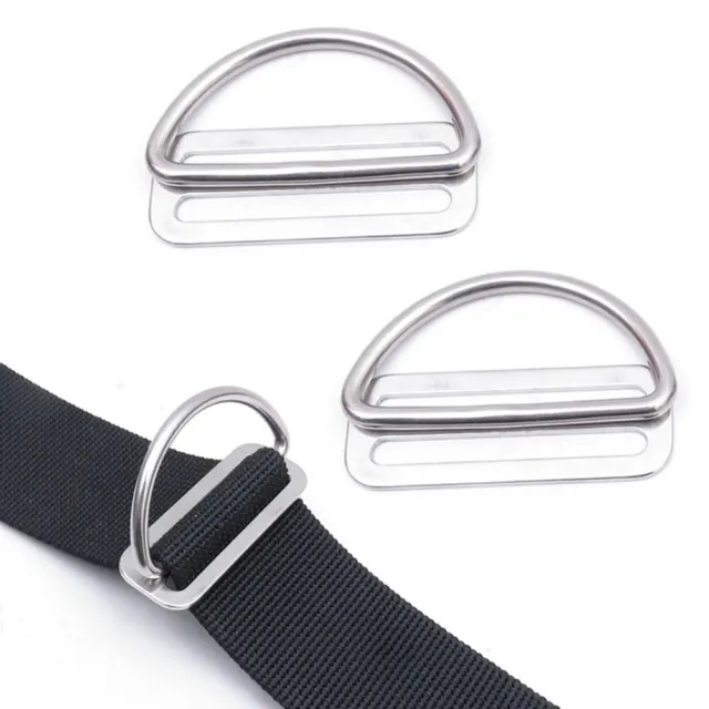 1/2pairs Scuba Diving D Ring Buckle+Stainless Steel Webbing Belt Keeper New