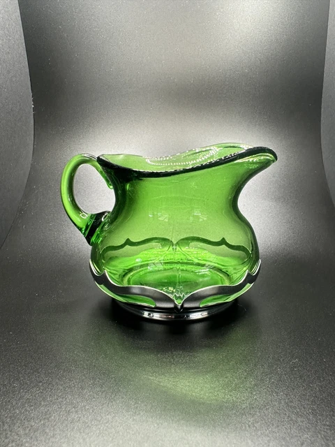 Vintage Farber Bros Krome-Kraft Creamer Cambridge Green Glass