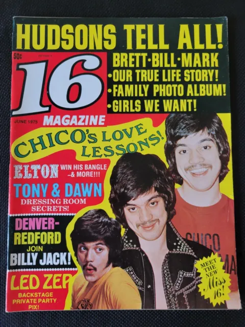 16 Teen Magazine, June 1975, Elton John, Chico, Led Zeppelin