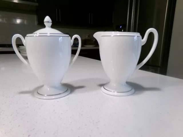 Waterford Kilbarry Platinum Creamer And Sugar Bowl With Lid