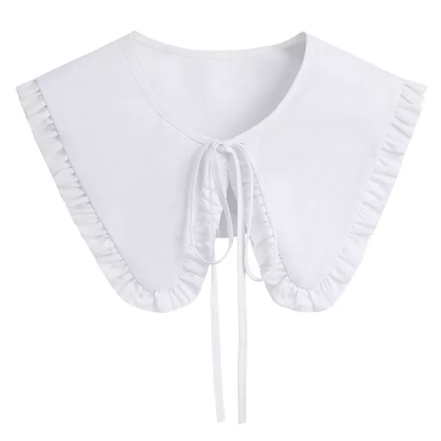 Pleated Brim False Collar Tether Closure White Outfit Accessories