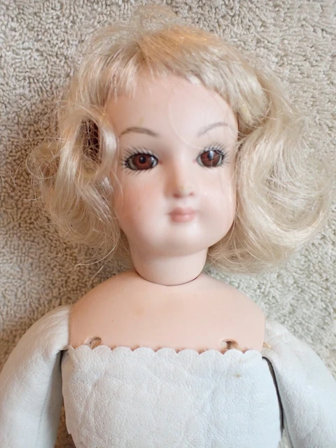 Lovely Reproduction Antique Bisque Head Swivel Neck Doll 15"