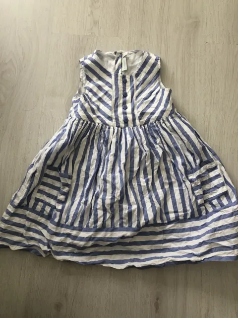 Jojo Maman Bebe Girls Dress Blue White Striped Age 18-24 Months