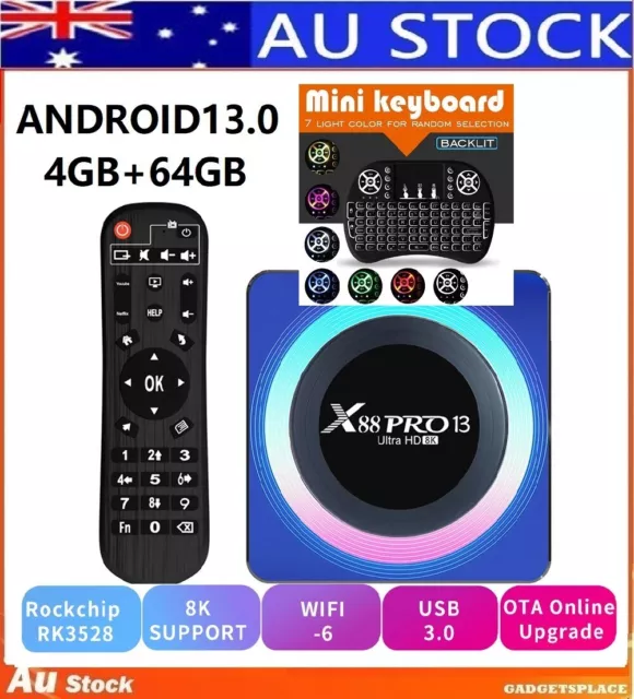 ✓KEYBOARD X88 PRO 13 Smart TV Box Android 13 TV Box 8K HD WIFI6