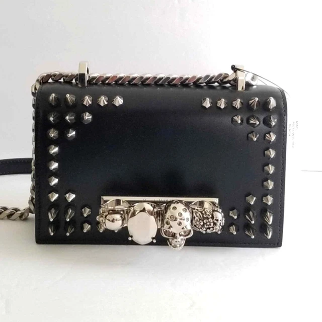Alexander McQueen Four Ring Leather Crossbody Bag Black Alexander McQueen Four Ring Leather Crossbody Bag Black
