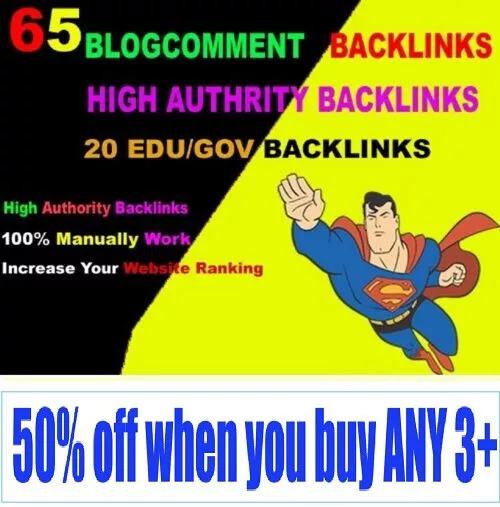 65 Blog Comments +  20 EDU/GOV Backlinks