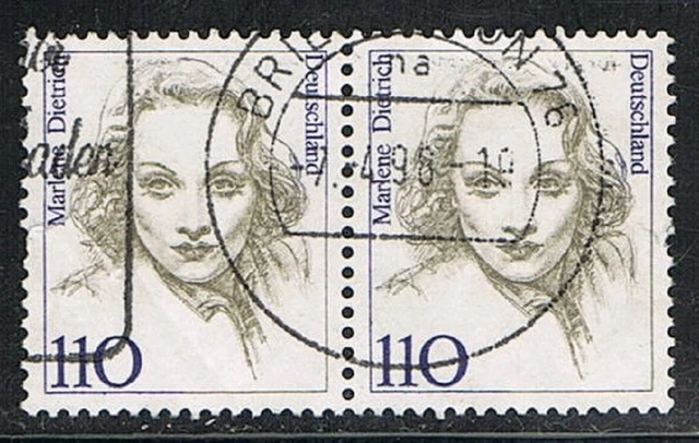 Frauen 1 DM Währung, waag Paar Mi.Nr. 1339 110Pf. gestempelt