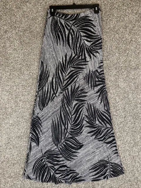 Matty M Maxi Skirt Womens XS Black White Palms Stretch Long Full Length Casual