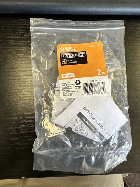 (2-Pk) Everbilt Soft Close Cabinet Door Hinge Nickel Plated 3/4" 1002 793 583