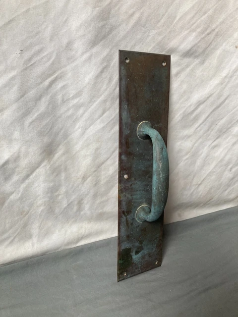 Large Antique Brass Industrial Door Pull Handle Old Vtg Bank Hardware 405-23E