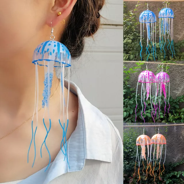 Girls Earring Jellyfish-shape Tassels Dangle Long Earrings Ear Stud Art Jewelry