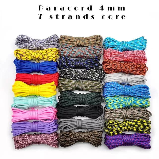 10-100FT 550 Paracord 4mm 7 Strand Camping Rope Mil-Spec Parachute Cord Lanyard