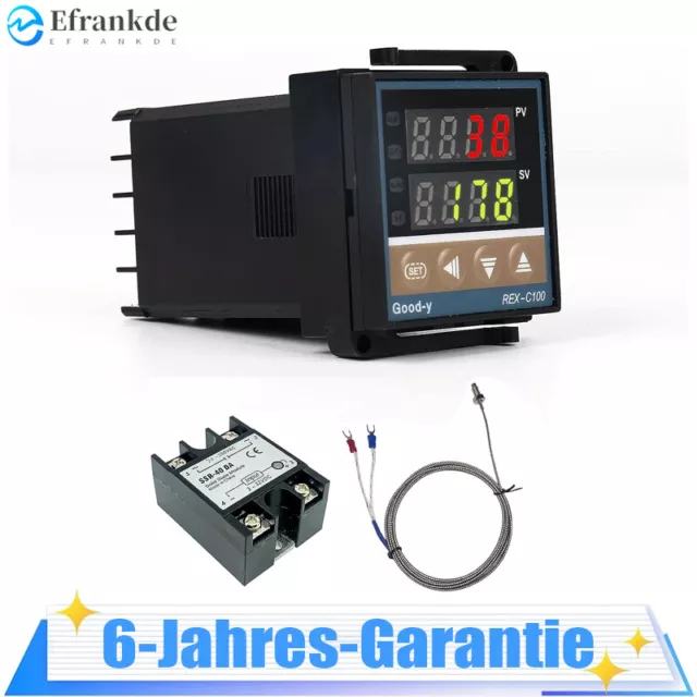 Digitaler Pid Temperaturregler REX-C100 AC100-240V mit 40DA SSR Relais 0-1300°