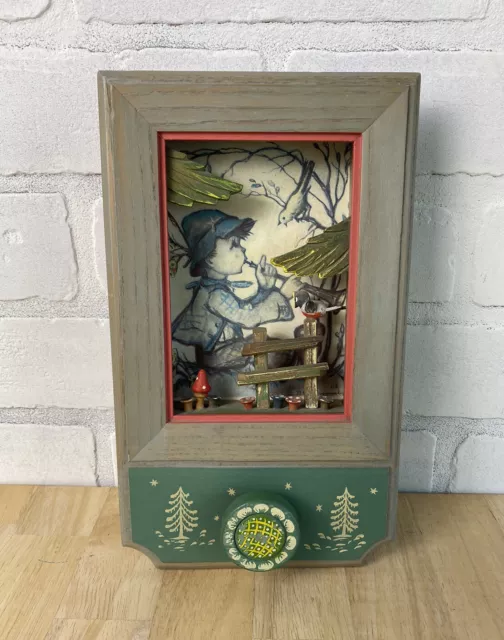 Vintage Thorens Movement Edelweiss Hummel Boy Shadowbox Musical Wall Hanger