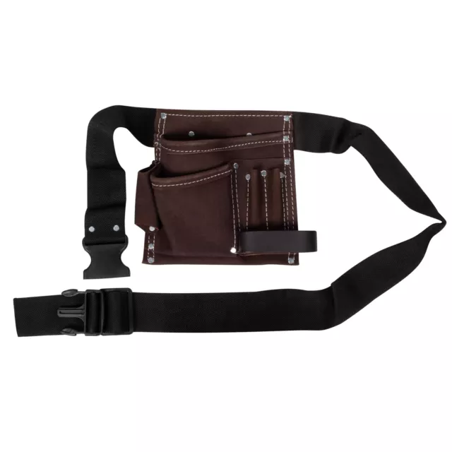 5-Pocket Split Leather Tool Belt Work Apron, Adjustable, Nail Pouch, Hammer Loop