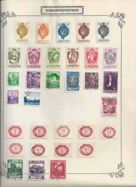 Lot de timbres sur le LIECHTENSTEIN