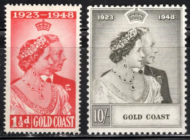 Gold Coast Stamp Scott #142-143, Silver Wedding Issue, Set of 2, MLH, SCV$35.25