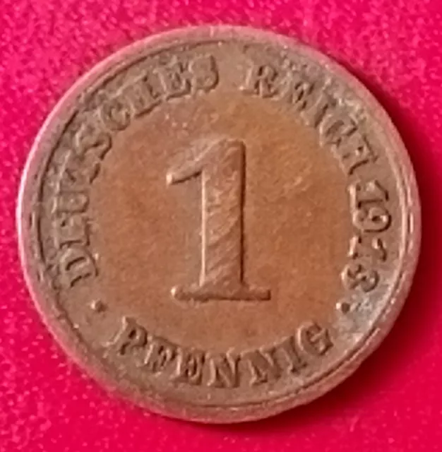 Pièce Rare Scarce Allemagne Deutsches Reich 1 Pfennig 1913 BE