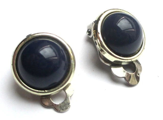 Boucles D'oreilles Clips Vintage Signées BARCLAY - Couleur Argent, Rétro, Occasion