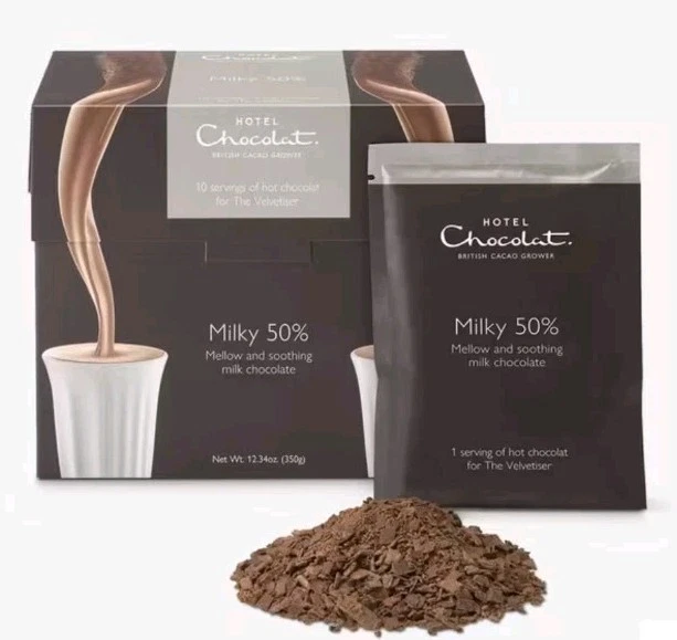 HOTEL CHOCOLAT MILKY 50% Hot Chocolate Sachets Luxury Chocolate Flakes