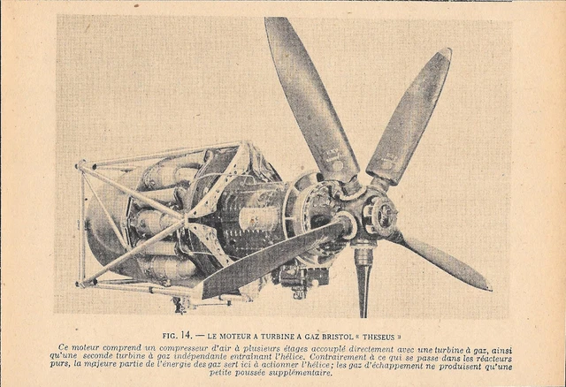 LE MOTEUR A Turbine a Gaz Bristol Theseus Immagine 1946 EUR 4,00