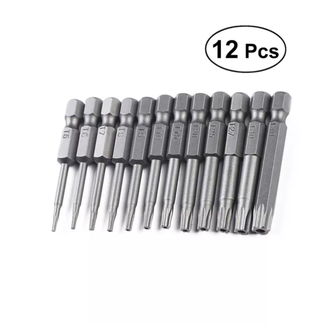 12 Pcs 1/4 Inch Hex T5-T40 Head Screw Driver Bit Magnetic Steel Head