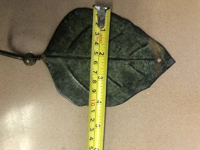 Vintage Copper Brass Leaf pattern coat hook Great Patina 7