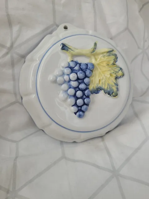 Small Vintage Ceramic Wall Hanging Decorative Jelly Mould - Grapes