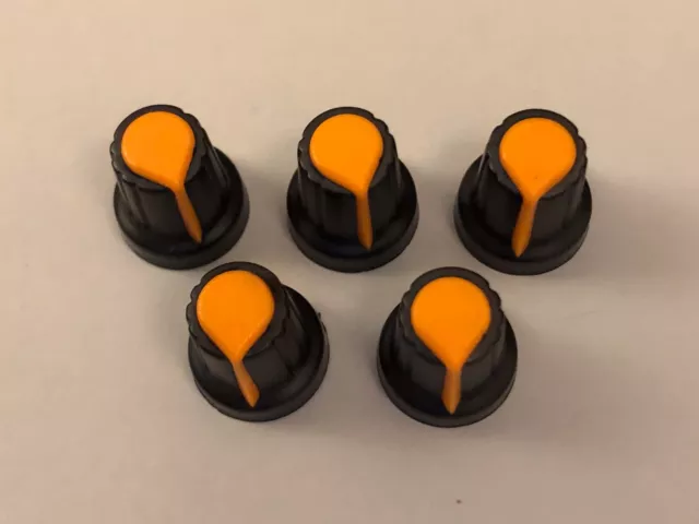 5pcs Knurled Shaft 6mm Dia Potentiometer Volume Rotary Control Knob Orange