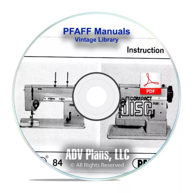 Libros de instrucciones de máquina de coser de colección PFAFF manuales de servicio más de 100 modelos CD F11