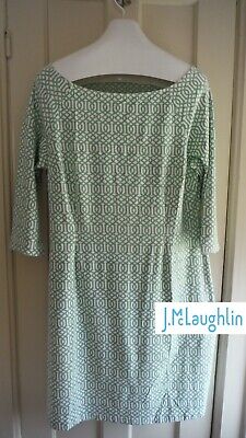 J McLaughlin Size XL Catalina Cloth Green White Mari Print Dress & Tote Bag EUC!