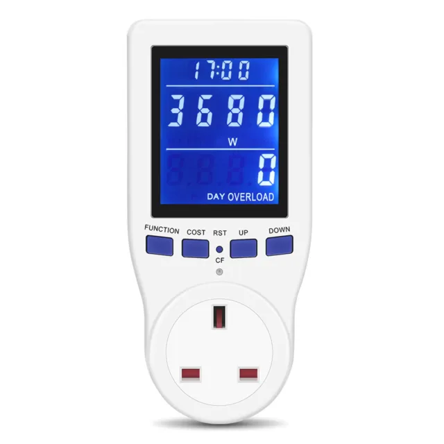 Plug Power Meter Energy Monitor Electricity Usage Volt Amps Watt KWh