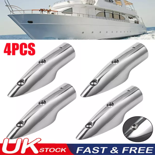 UK 4x Marine Boat Handrail Rail End For 22mm Tubing 316 Stainless-Steel Fittings