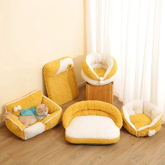 2023 Winter Pet Cat Bed Dog Soft Sofa Kennel Cozy Sleeping Warm Mat Cat Dog Kitt