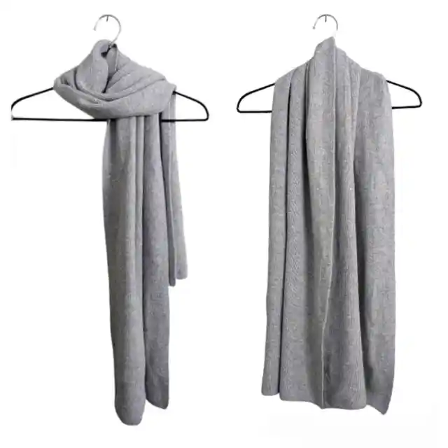 J.Crew Women Wool Alpaca Blend Gray Pastel Colors Long Scarf Warm Soft Cozy OS