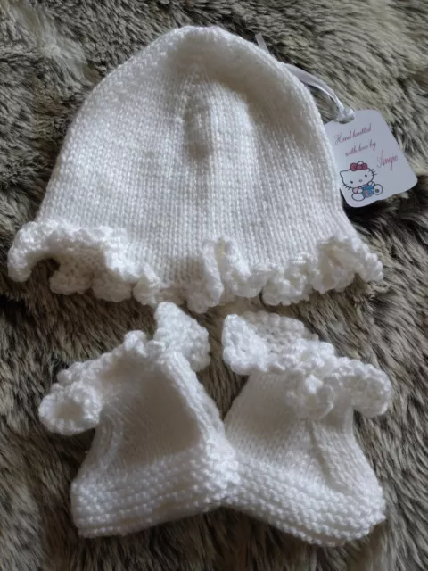 Hand-knitted Baby Hat and Booties