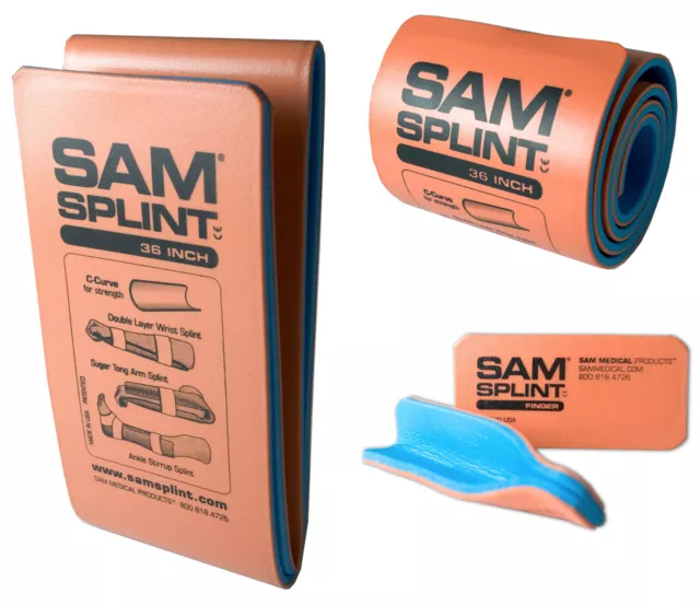 Sam Splint Schienenset mit SamSplint Schiene 11 cm x 91 cm und 2x Fingerschiene