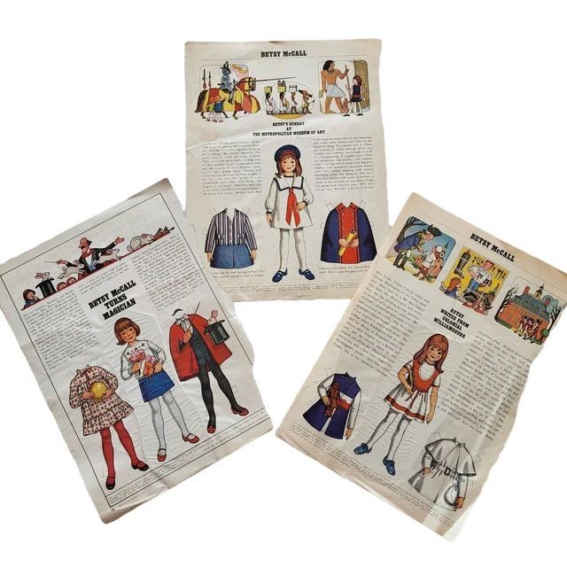 VINTAGE BETSY MCCALL Paper Dolls Outfits 3 Original Sheets from