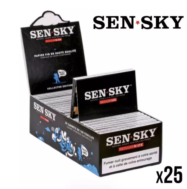 25 SEN SKY DOUBLE REGULAR Feuilles courtes à rouler cigarette +1 briquet KDO