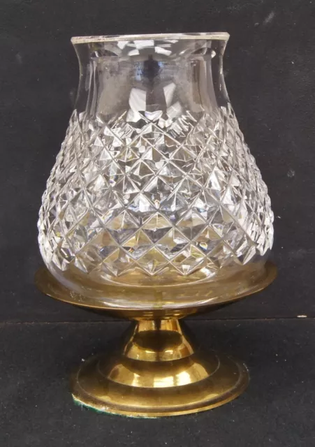 WATERFORD Crystal 6.5" Hurricane Lamp Brass Base IRELAND
