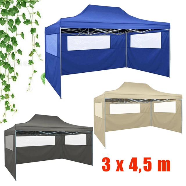 Falt Pavillon Popup Wasserdicht 3x4.5m Party Garten Zelt Pavillion mit 3 Wänden