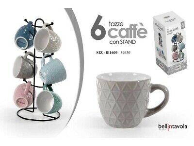 Tazzine Da Caffe' Porcellana Decorata Con Appendino Metallo Art. 811609 Set X 6