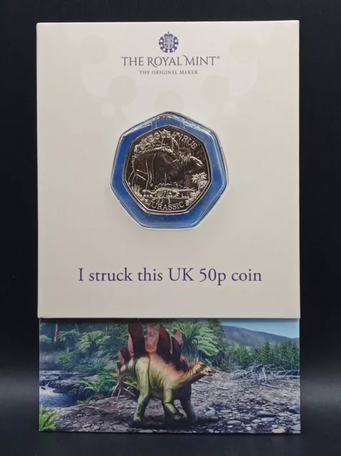 2024 Royal Mint Strike Your Own Stegosaurus 50p Coin - First Day Strike