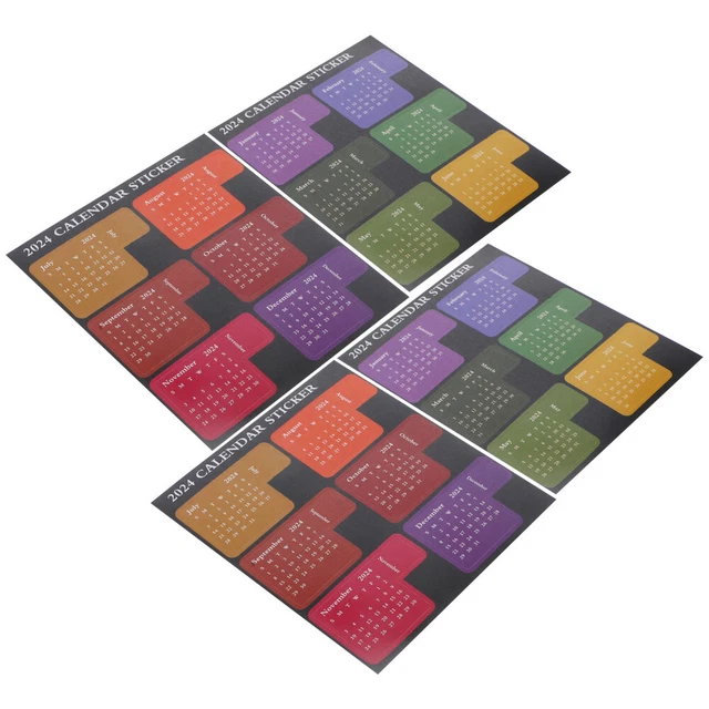 4 SETS 2024 Full Year Calendar Index Label Sticker 4pcs/set Stickers