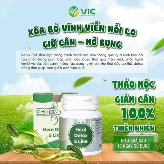 1x Giam can Herb Detox S line - weight loss with 100% organic natural herbs