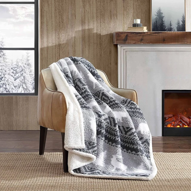 Manta de lanzamiento Eddie Bauer, felpa ultra suave decoración para el hogar sherpa, reversible todo S