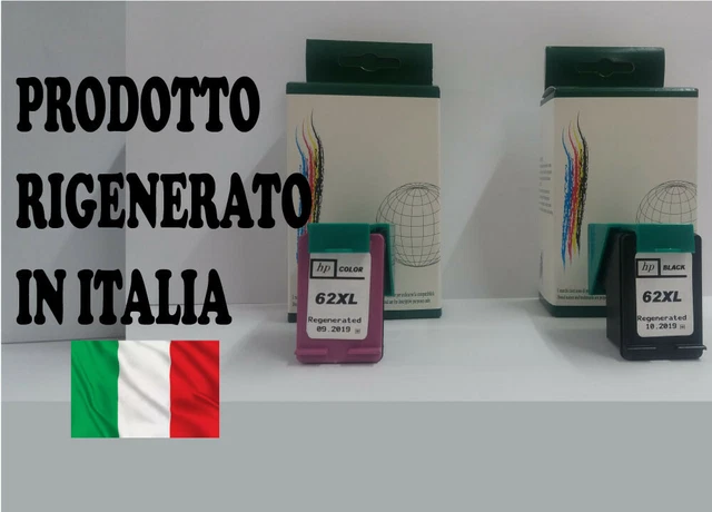 2 Cartucce Rigenerate per HP 62 XL nero+colore HP 5640,5600,5644,C2P05AE+C2P07Ae
