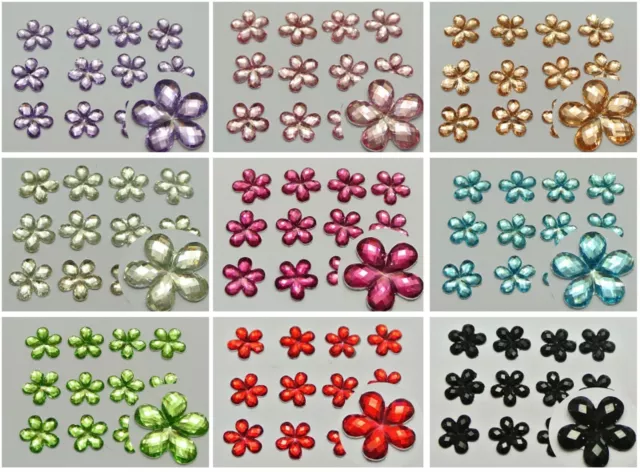 500 Acrylic Flatback Faceted Flower Rhinestone Gems 10mm(3/8") Color For Choice