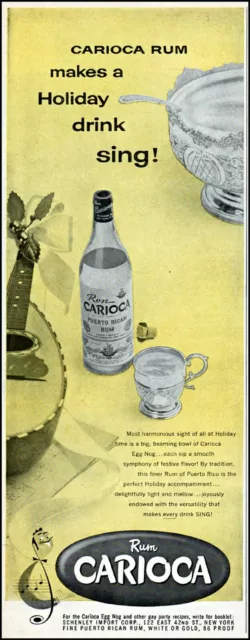 1955 Carioca Rum holiday egg nog punch bowl vintage photo Print Ad adL66
