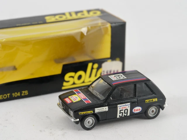 Solido 1:43 A40 – Peugeot 104 ZS Rallye Antibes 1981 – Noir – Comme Neuf